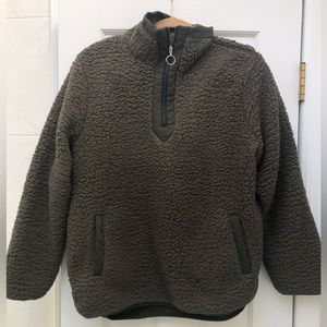 Sherpa Quarter Zip Pullover - Hunter Green, Size M